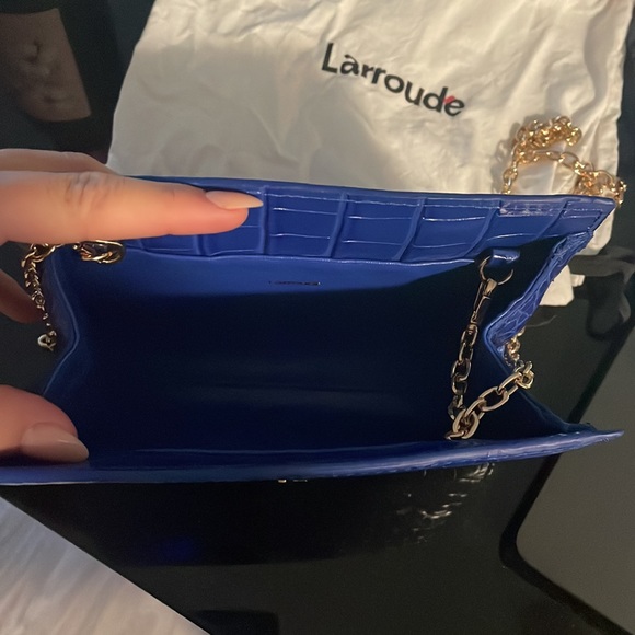 Larroude Erin Clutch in Royal Blue Stamped Leather - Picture 2 of 2